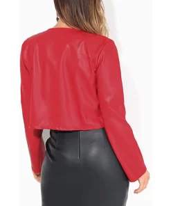 womens-cropped-red-faux-leather-jacket