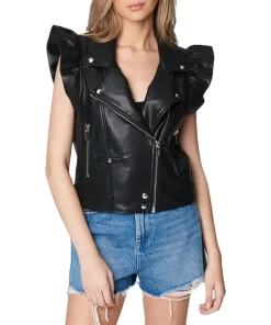 womens-faux-leather-vest-with-ruffle-sleeve