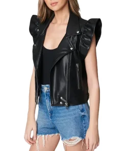 womens-faux-leather-vest-with-ruffle-sleeve