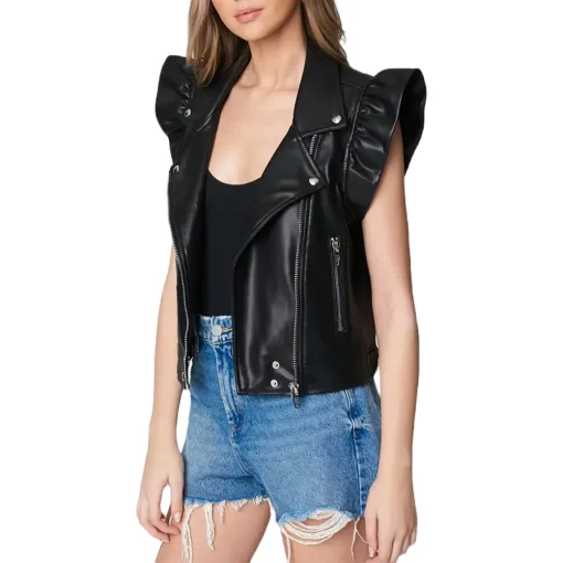 womens-faux-leather-vest-with-ruffle-sleeve