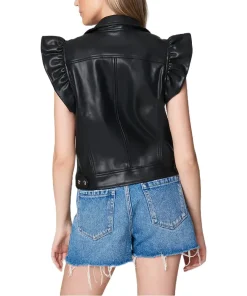 womens-faux-leather-vest-with-ruffle-sleeve