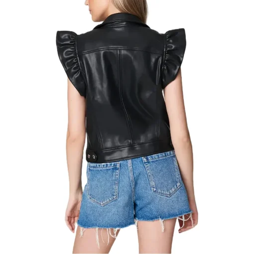 womens-faux-leather-vest-with-ruffle-sleeve