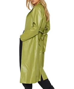 womens-green-faux-leather-coat