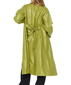 womens-green-faux-leather-coat