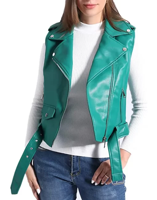 womens-green-faux-leather-moto-vest