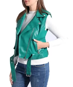 womens-green-faux-leather-moto-vest