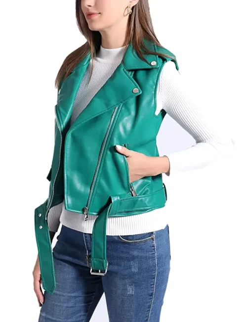 womens-green-faux-leather-moto-vest