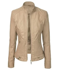 womens-khaki-faux-leather-slim-fit-jacket