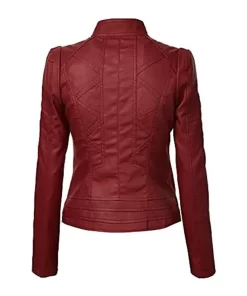 womens-maroon-faux-leather-slim-fit-jacket