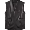 womens-open-front-black-faux-leather-vest