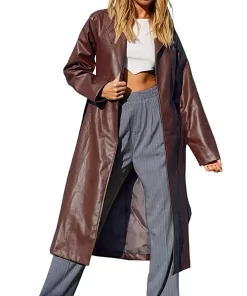 womens-open-front-brown-faux-leather-coat