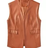 womens-open-front-brown-faux-leather-vest