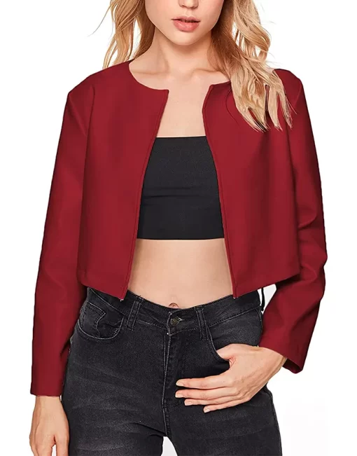 womens-open-front-burgundy-faux-leather-jacket