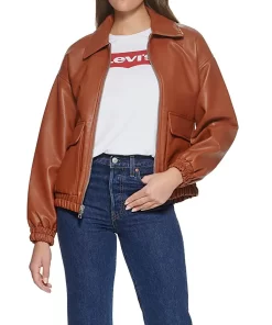 womens-oversized-brown-faux-leather-bomber-jacket