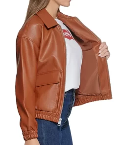 womens-oversized-brown-faux-leather-bomber-jacket