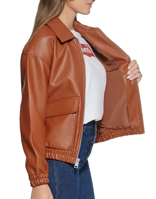 womens-oversized-brown-faux-leather-bomber-jacket