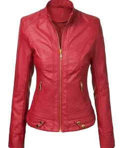 womens-red-faux-leather-slim-fit-jacket