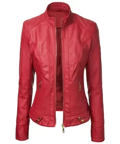 womens-red-faux-leather-slim-fit-jacket