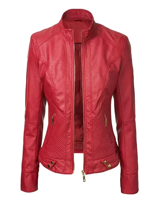 womens-red-faux-leather-slim-fit-jacket