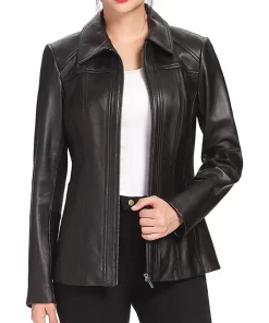 womens-shirt-collar-black-faux-leather-jacket