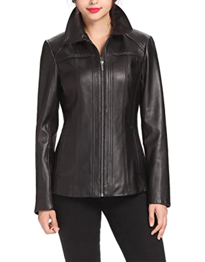womens-shirt-collar-black-faux-leather-jacket-2 womens-shirt-collar-black-faux-leather-jacket