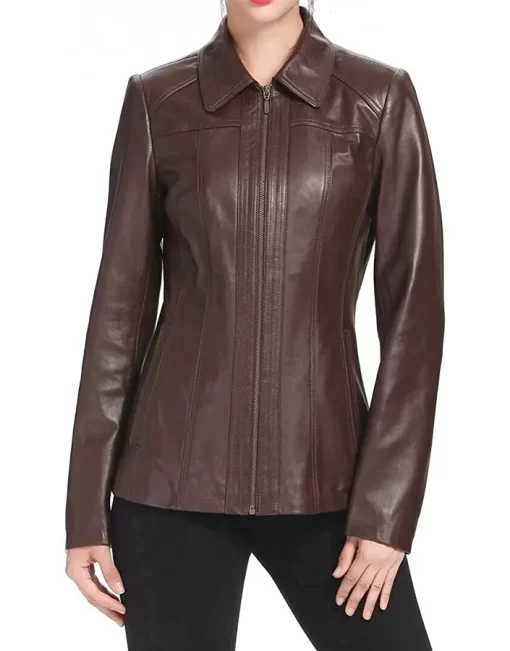 womens-shirt-collar-brown-faux-leather-jacket