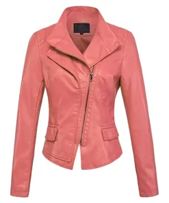 womens-stylish-peach-faux-leather-jacket