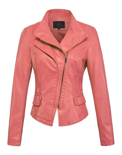 womens-stylish-peach-faux-leather-jacket