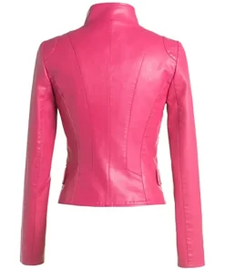 womens-stylish-pink-faux-leather-jacket