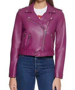 womens-purple-faux-leather-motorcycle-belted-jacket