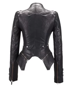 womens-studded-black-faux-leather-biker-jacket