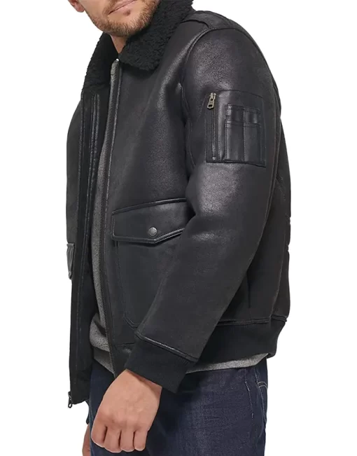 black-faux-leather-jacket-mens-with-fur-collar