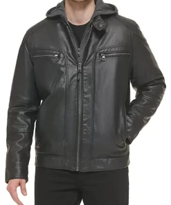 mens-black-faux-leather-moto-jacket-with-removable-hood