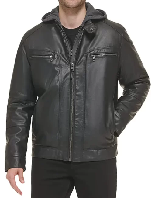 mens-black-faux-leather-moto-jacket-with-removable-hood