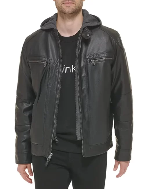 mens-black-faux-leather-moto-jacket-with-removable-hood