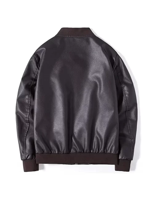 mens-black-faux-leather-slim-fit-bomber-jacket