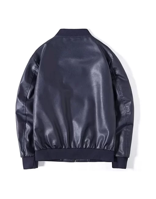 mens-blue-faux-leather-slim-fit-bomber-jacket