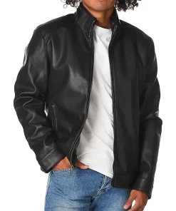 mens-casual-black-faux-leather-jacket