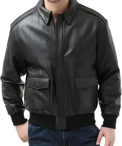 mens-flight-black-faux-leather-bomber-jacket