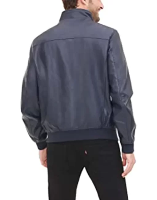 mens-navy-blue-faux-leather-bomber-jacket