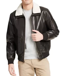 mens-sherpa-collar-dark-brown-faux-leather-bomber-jacket