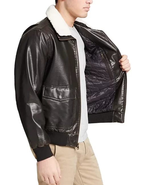 mens-sherpa-collar-dark-brown-faux-leather-bomber-jacket