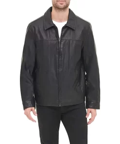 mens-shirt-collar-black-faux-leather-jacket