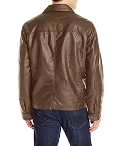 mens-shirt-collar-brown-faux-leather-jacket