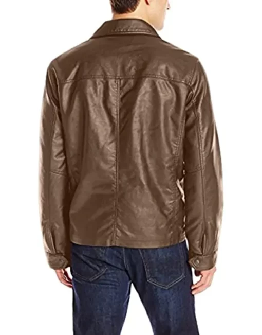 mens-shirt-collar-brown-faux-leather-jacket