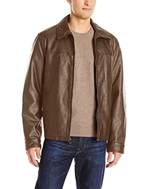 mens-shirt-collar-brown-faux-leather-jacket