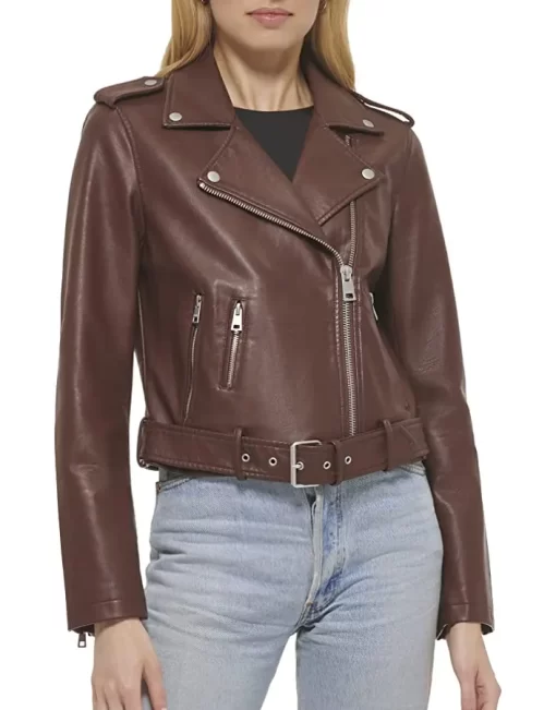 womens-belted-brown-faux-leather-motorcycle-jacket