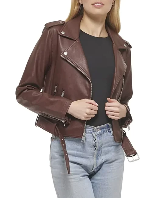 womens-belted-brown-faux-leather-motorcycle-jacket