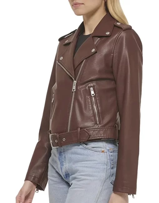 womens-belted-brown-faux-leather-motorcycle-jacket