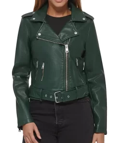 womens-belted-dark-green-faux-leather-motorcycle-jacket